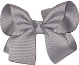 Medium Solid Color Bow Gray