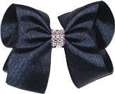 Navy Large Bow with Clear Jewel Band