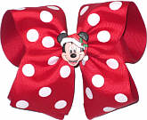 MEGA Mickey Christmas Bow. Mickey on removable pin-back so bow can be used after Christmas.