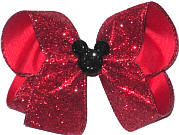 Large Red Glitter with Black Glitter Mickey Pin