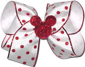 Medium Red Glitter Dot with Red Sparkle Minnie Miniature over White