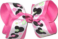Large Minnie Mouse over Hot Pink Double Layer Overlay Bow