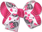 Medium Minnie Print over Shocking Pink Double Layer Overlay Bow