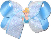Medium Cinderella Miniature with White Glitter Mesh over Millenium Blue Double Layer Overlay Bow