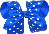 Large Large Electric Blue with White Dots Polka Dot Bow