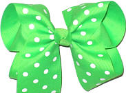 Large Large Neon Green with White Dots Polka Dot Bow