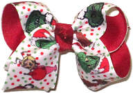 Toddler The Grinch his doggie Max and Cindy-Lou Who over Red Double Layer Overlay Bow