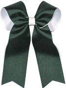Large Double Layer Evergreen over White Cheerleader Hair Bow