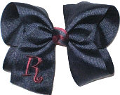 Large Burgundy and Navy Monogrammed Initial Bow