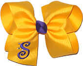 Yellow Gold and Regal Purple Large Monogrammed Initial Bow with Swarovski Crystals