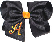 Black and Yellow Gold Large Monogrammed Initial Bow with Swarovski Crystals
