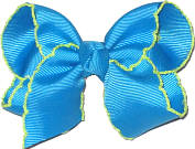 Toddler Moonstitch Bow Turquoise and Neon Green