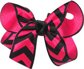 Shocking Pink and Black Medium Double Layer Bow