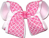 Hot Pink and White MEGA Extra Large Double Layer Bow