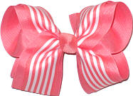 Coral and White over White Large Double Layer Bow