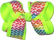 Rainbow over Neon Lime Large Double Layer Bow