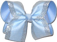 MEGA Millenium Blue with Silver Mesh Glittery Edging over Millenium Blue Double Layer Overlay Bow