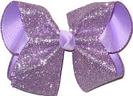 Large Light Orchid Glitter over Light Orchid Double Layer Overlay Bow