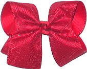 MEGA Red Metallic Mesh over Red Double Layer Overlay Bow