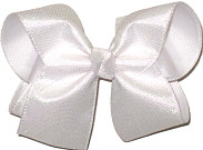 Large White Shimmering Mesh over White Double Layer Overlay Bow