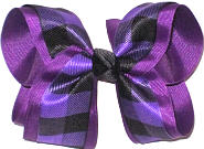 Large Sugar Plum and Black Plaid over Sugar Plum Double Layer Overlay Bow