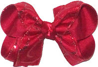 Medium Cranberry Glitter Chiffon over Cranberry Double Layer Overlay Bow