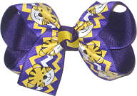 Medium Tiger Cub over Purple Double Layer Overlay Bow