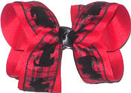 Large Red and Black Plaid with Flocked Scotty Dogs over Red Double Layer Overlay Bow