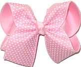 Large White Raised Dots on Pink over Pink Double Layer Overlay Bow