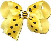 Medium Bumble Bee Miniature on Maize with Black Dots over Baby Maize Double Layer Overlay Bow