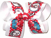 Large Dr Seuss Thing 1 Thing 2 over White Double Layer Overlay Bow