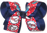 Large Dr Seuss Thing 1 Thing 2 over Light Navy Double Layer Overlay Bow