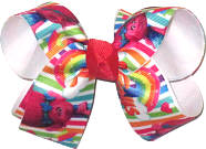 Medium Trolls over White Double Layer Overlay Bow