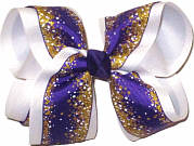Large Purple with Metalltic Gold over White Double Layer Overlay Bow