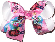 Medium Gabby's Dollhouse over White Double Layer Overlay Bow
