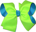 Neon Lime and Sapphire Large Double Layer Bow
