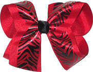 Red and Black Tiger over Red Large Double Layer Bow