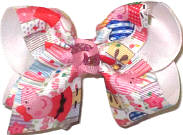 Toddler Peppa Pig over White Double Layer Overlay Bow