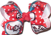 Small Cat in a Hat with Thing 1 and Thing 2 Double Layer Overlay Bow
