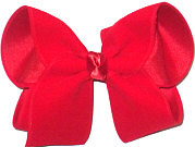 Large Red Velvet over Red Grograin with Red Satin Knot Double Layer Overlay Bow